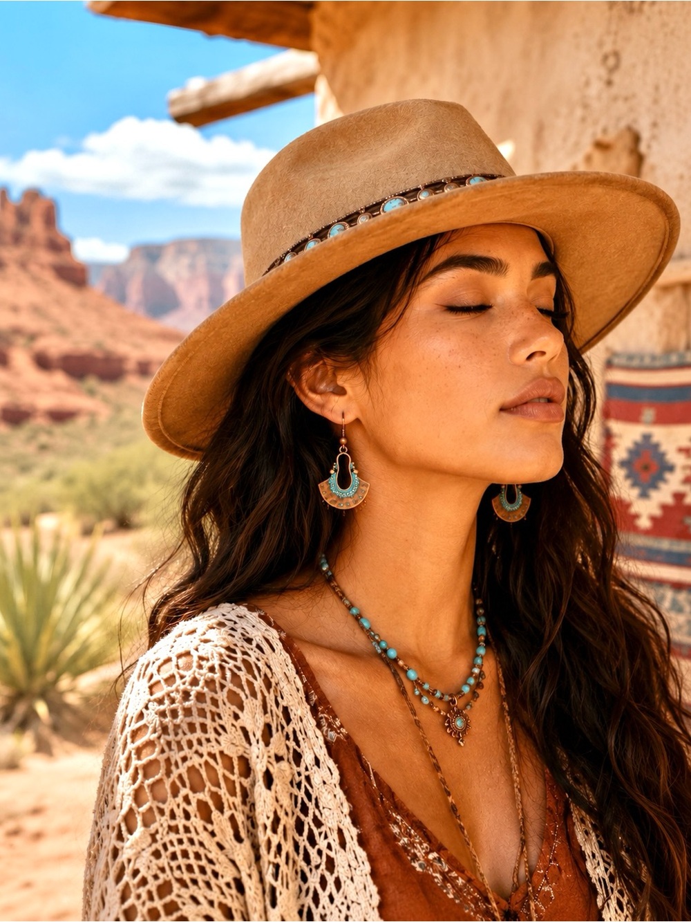 Beautiful boho shield earrings w copper blue vibe & Gypsy vibe